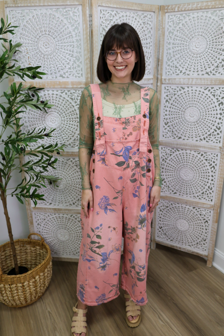 Love Me Not Overalls - Coral Pink