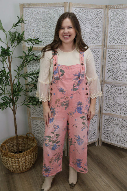 Love Me Not Overalls - Coral Pink