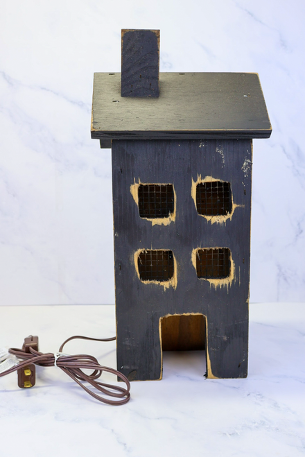 Distressed Wooden Black Light Up House With Clip Light