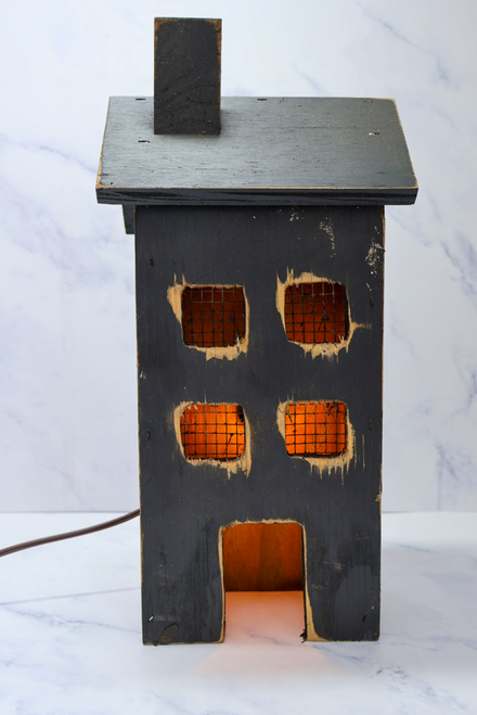 Distressed Wooden Black Light Up House With Clip Light
