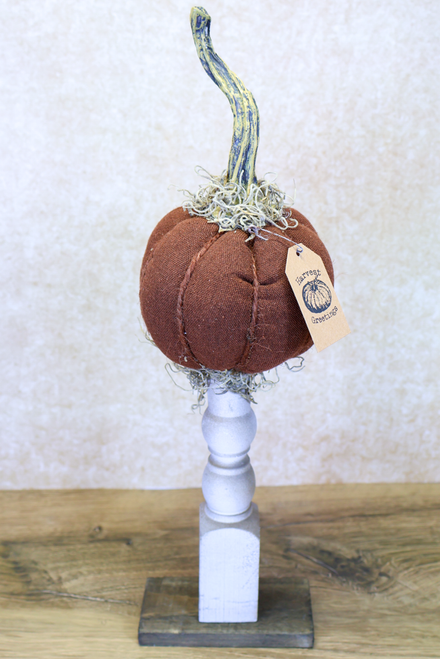 16" Primitive Mossy Top Pumpkin Pedestal