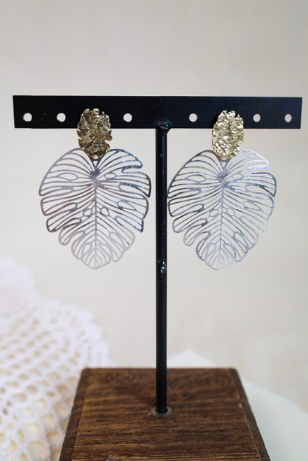 Among The Leaves Earrings - Two Tone