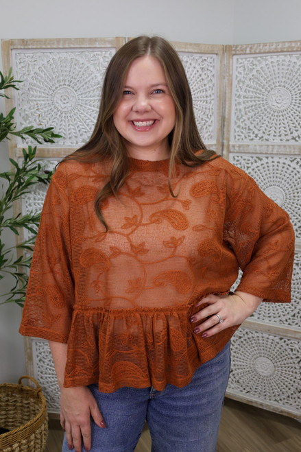 Sheer Perfection Top - Rust Orange
