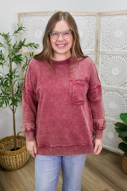 Everyday Delight Pullover - Burgundy