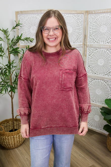 Everyday Delight Pullover - Burgundy