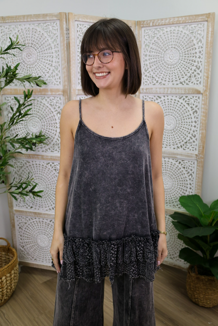 Tucked Away Tank Top - Ash Black