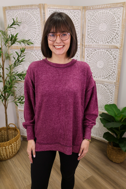 Snuggle Season Sweatshirt - Eggplant