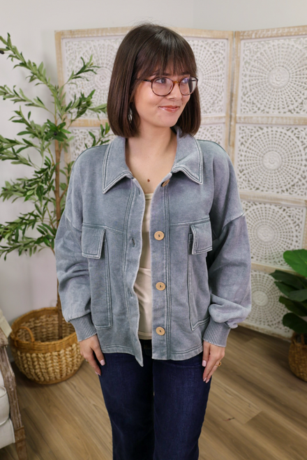 Backroads And Bonfires Jacket - Ash Jade
