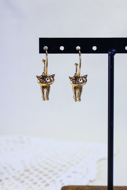 Just Kitten Around Earrings - Gold
