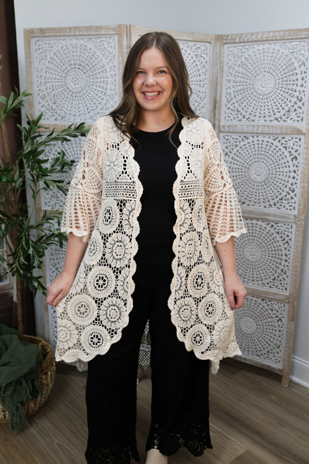 Match Made In Heaven Crochet Cardigan - Natural