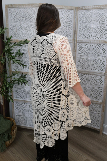 Match Made In Heaven Crochet Cardigan - Natural