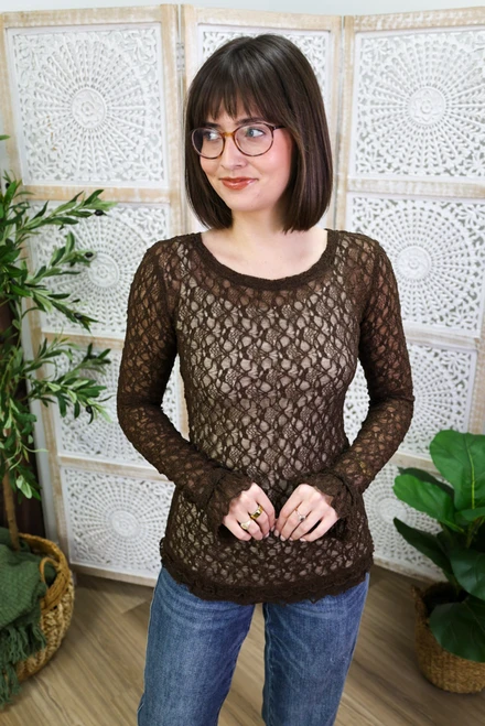 Barely There Lace Top - Brown