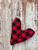 Black And Red Buffalo Check Heart Ornament