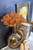 9" Bursting Astilbe Half Sphere - Pumpkin