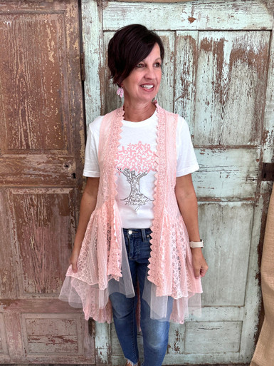 New Sensation Lace Vest - Pink - The Shabby Tree