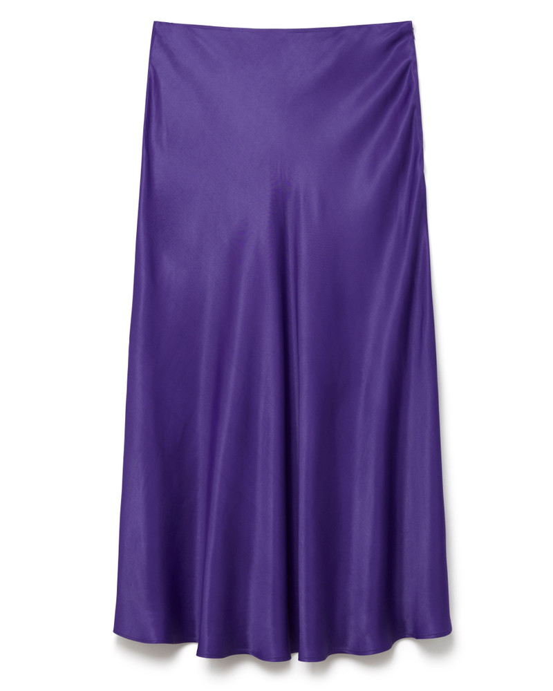 Satin Midi Skirt In Purple