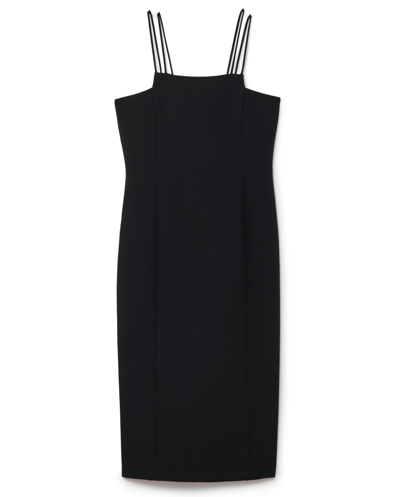 Bodycon Midi Dress With Double Straps In Black
