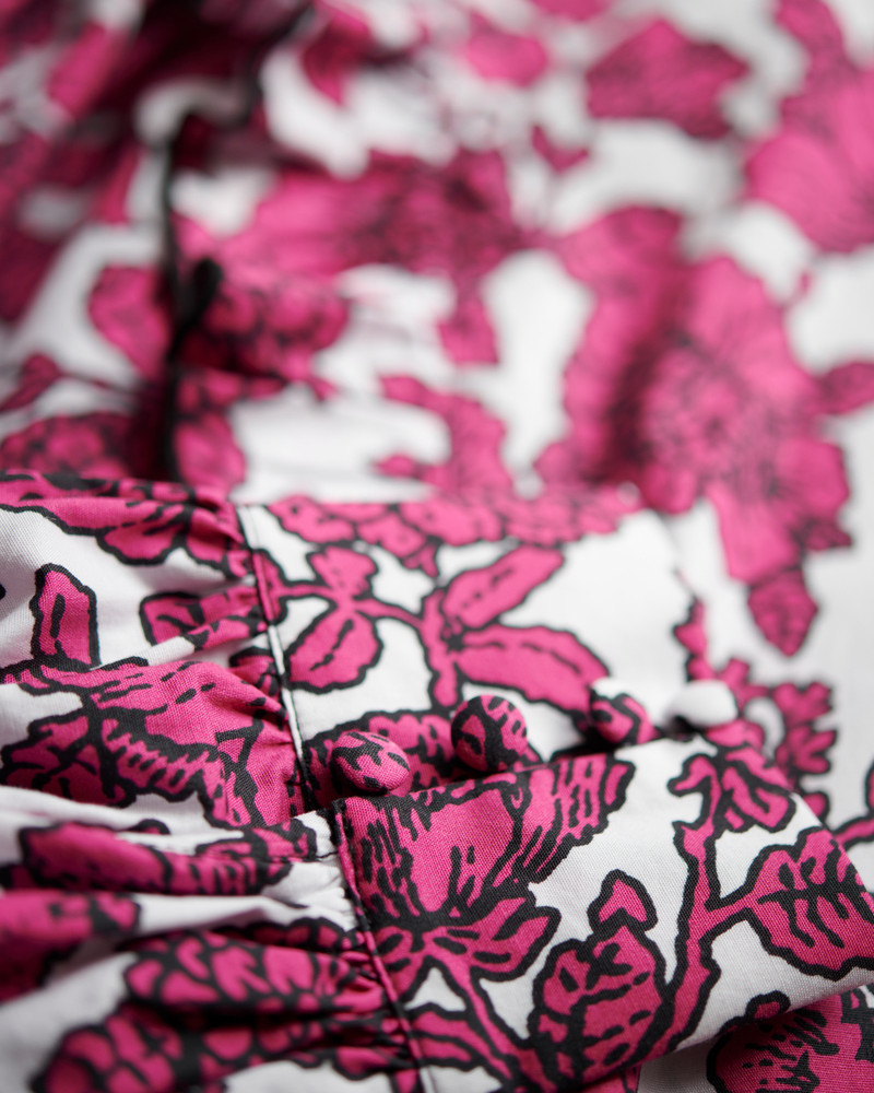 Floral, Shirt, Long Sleeves, Collared Shirt, Pink, Floral Print, Ruffle shoulder detail, Button Through