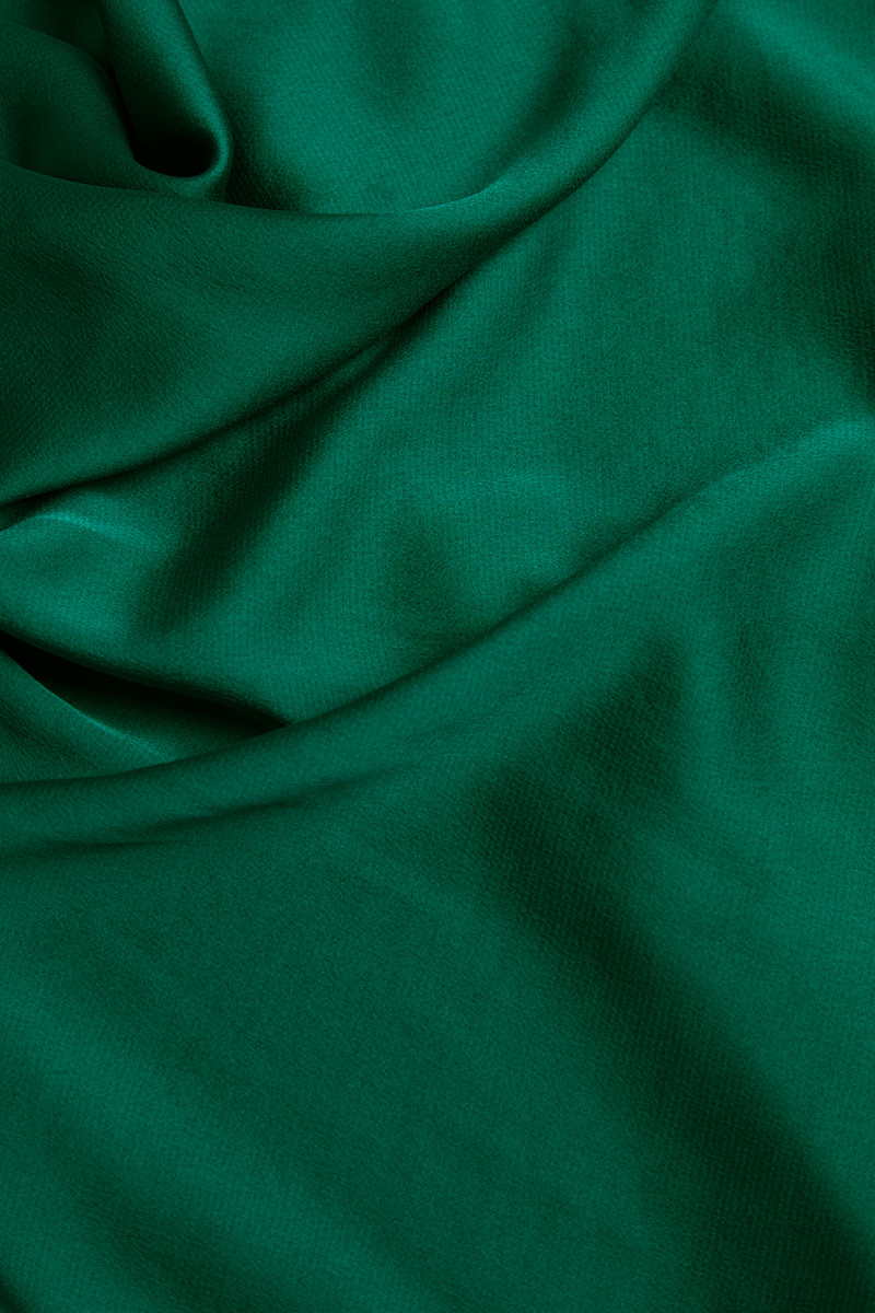 Draped Dark Green Cami Cowl Sleevless, In luxury textured Satin, Concealed Bra