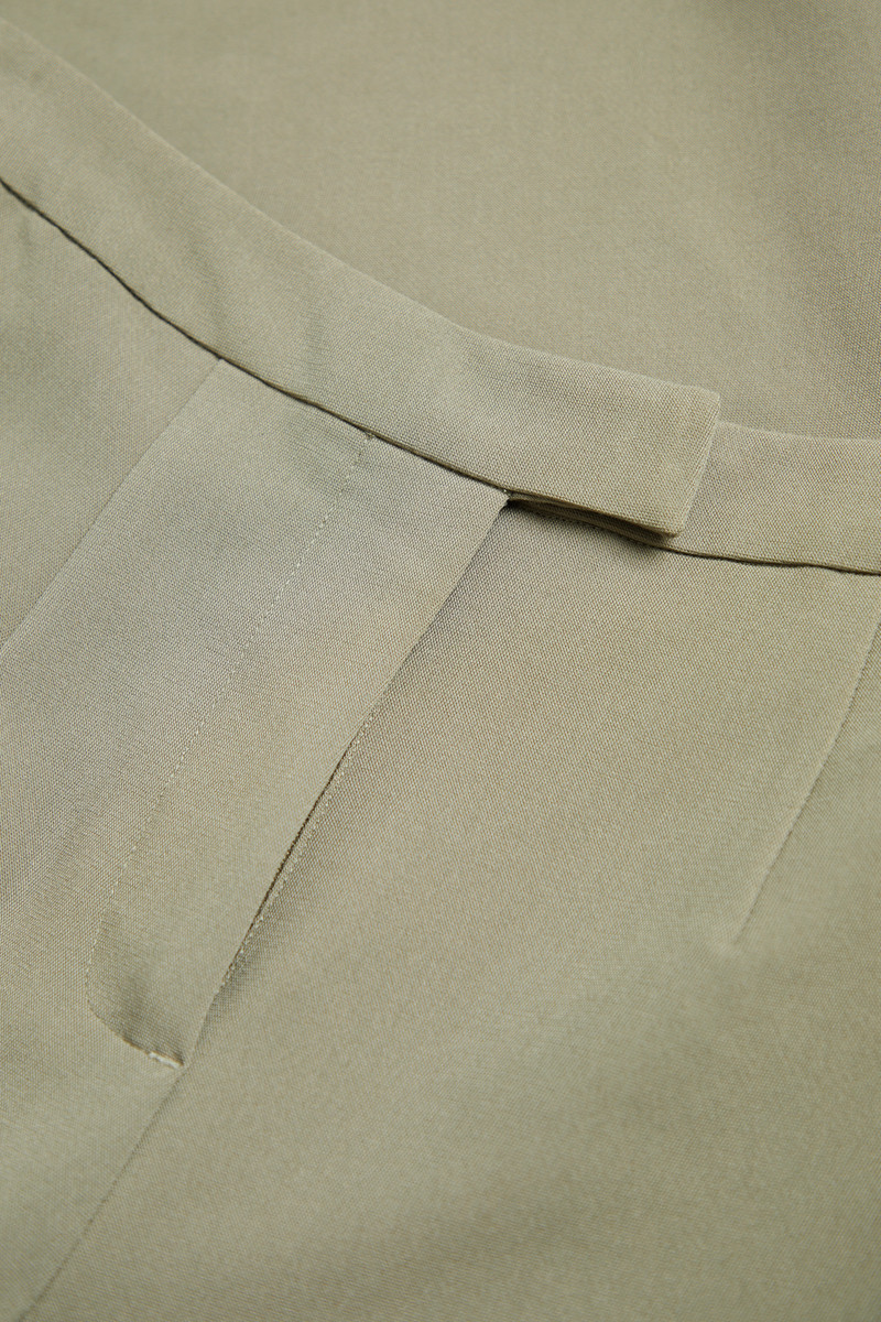 Khaki Tailored Wide Leg Formal Trouser With side seam pockets