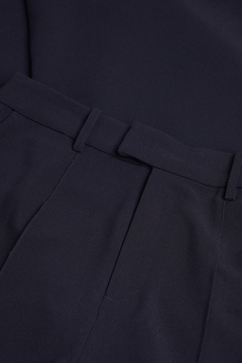 Black Side Split Detail Wide Leg Tailored Trouser with front seam detail