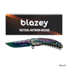 BLAZEY TACTICAL PREMIUM FOLDING KNIVES RAINBOW DRAGON W/ FIRE DESIGN [BLAZEY-48]