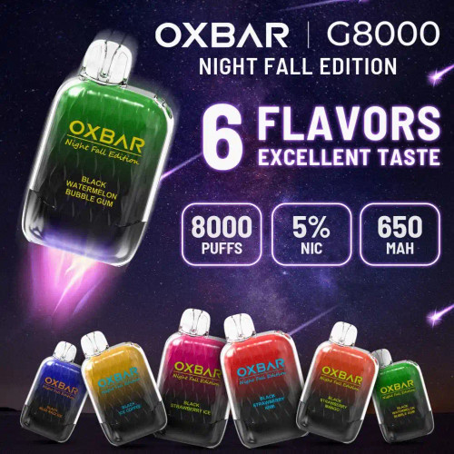 OXBAR G8000 NIGHTFALL EDITION DISPOSABLE VAPE - 5% NICOTINE - 8000 PUFFS - DISPLAY OF 5