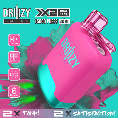 DRIIIZY Smoke X2 Dual Tank Disposable Vape - 15000 PUFFS - 5% Nicotine