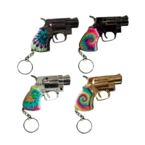 TECHNO TORCH TYE-DYE REVOLVER TORCH LIGHTER W/ KEY RING ON CARDBOARD DISPLAY 12CT 05918T-TD
