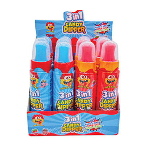 SOUR CITY 3IN1 LOLLIPOP DIPPER, SLIME AND CANDY BEADS 12CT DISPLAY
