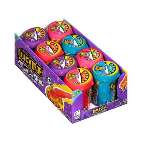 TOPPS JUICY DROP GUMMY DIP N STICK CANDY 8CT DISPLAY