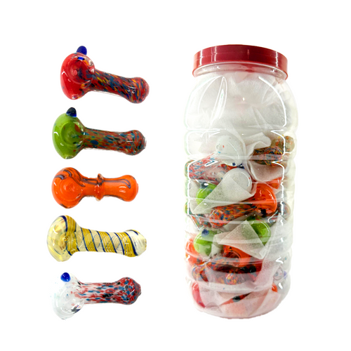2.5" HAND PIPE MIX FRIT DESIGN 50CT JAR [00053]