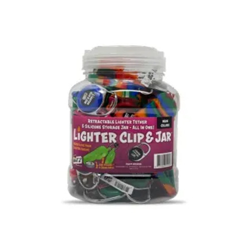 WEEZ NEON LIGHTER LEASH W/ SILICONE JAR 24CT