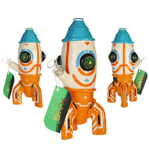 HUNKS SMOKE PREMIUM 9IN ROCKET SHIP WATER PIPE [HD409]