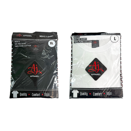 AJ APPAREL BLACK/WHITE 6PK TEE-SHIRT