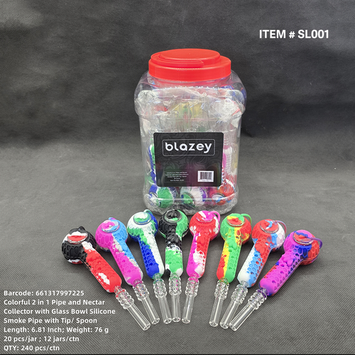 BLAZEY 7" 2 IN 1 HAND PIPE/NECTAR COLLECTOR 20CT JAR [SL001]