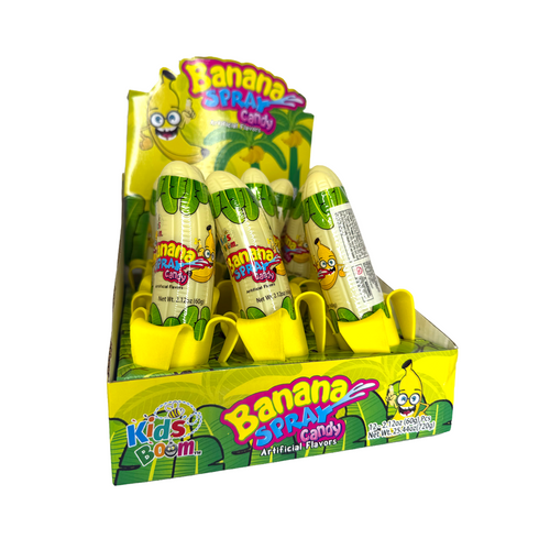 KIDS BOOM BANANA SPRAY CANDY 12CT DISPLAY