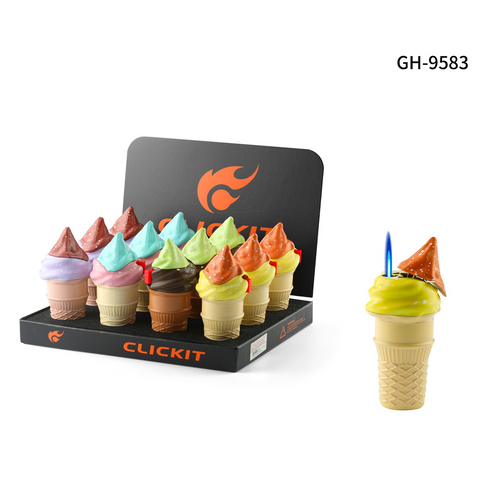 CLICKIT ICE CREAM CONE TORCH LIGHTER 12CT DISPLAY [GH-9583]