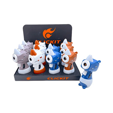 CLICKIT MINI CARTOON RHINO TORCH LIGHTER 12CT (GT-037) - Adyah Wholesale