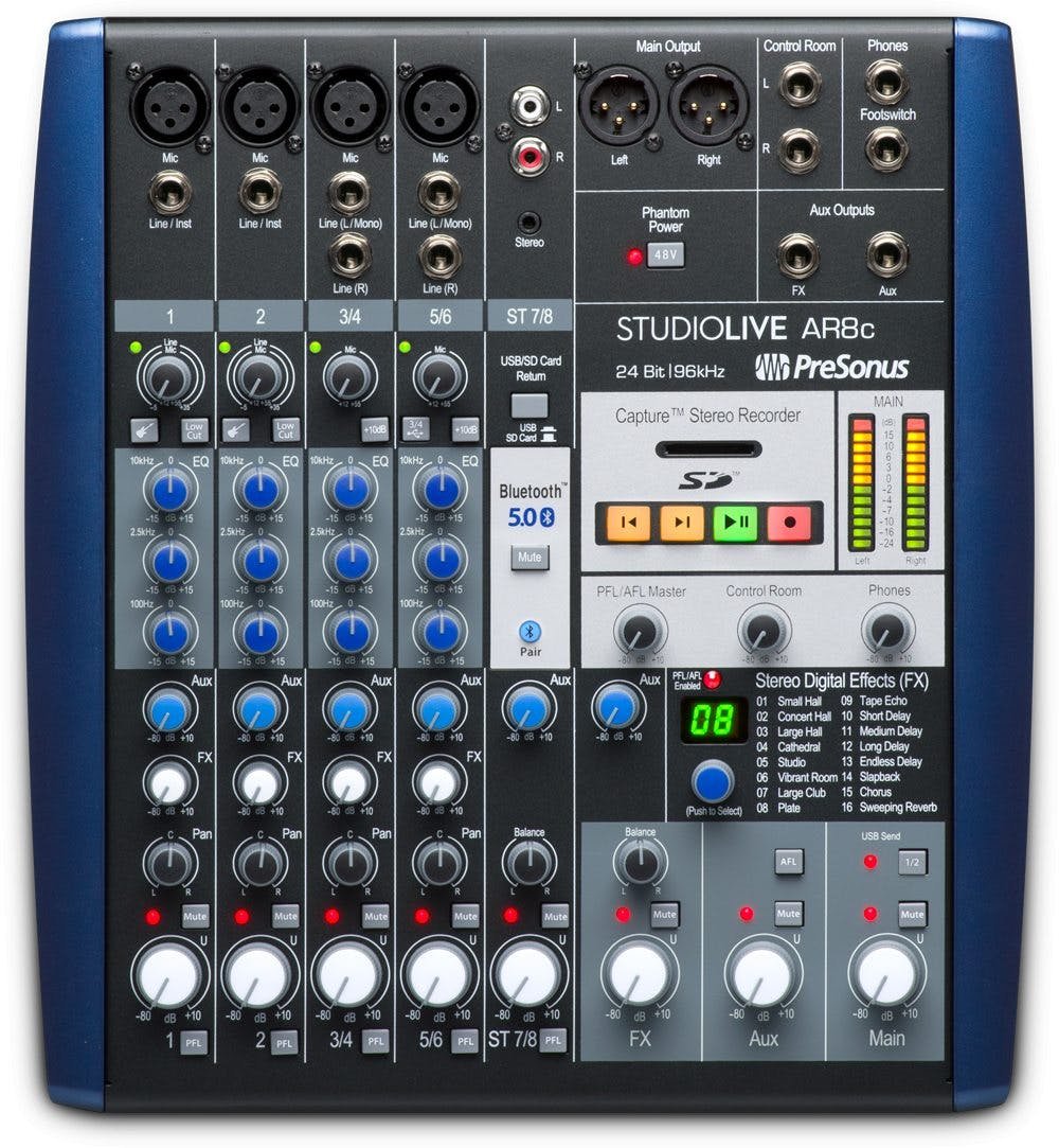 Presonus StudioLive AR8c Analogue Mixer and Audio Interface - 519606-presonus-studiolive_ar8c-top-1_big.jpg
