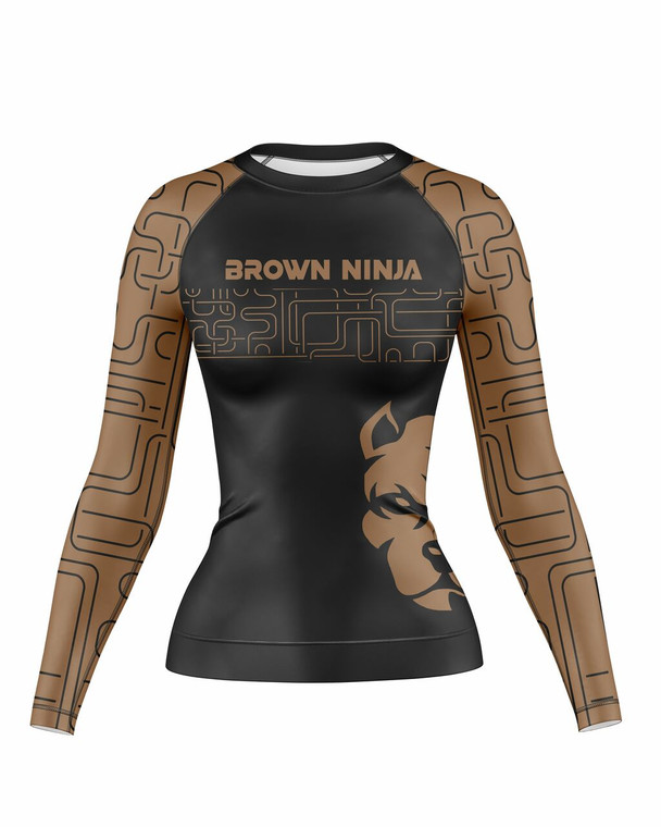 Brown Ninja Ranking Women's Compression Top - Rashguard