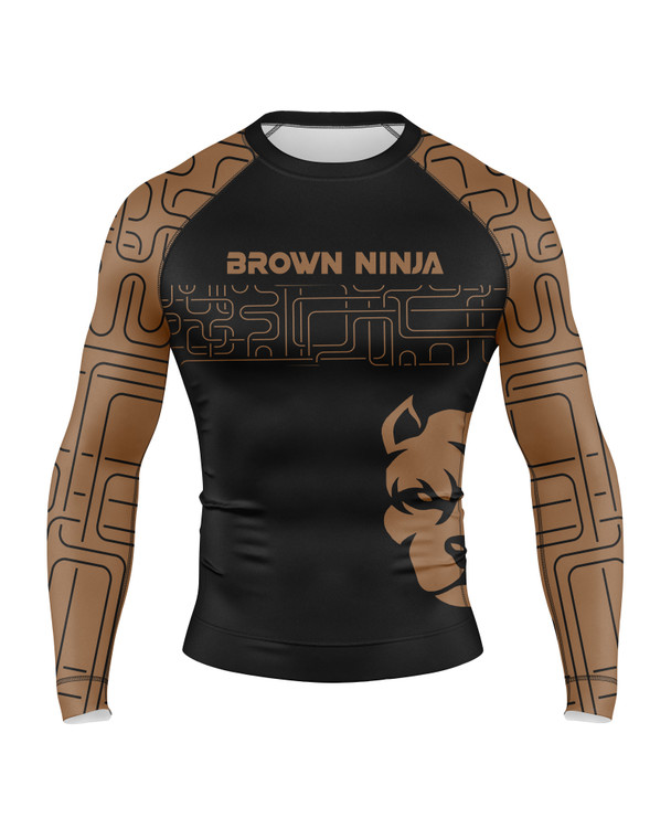 Brown Ninja Ranking Men's Compression Top - Rashguard