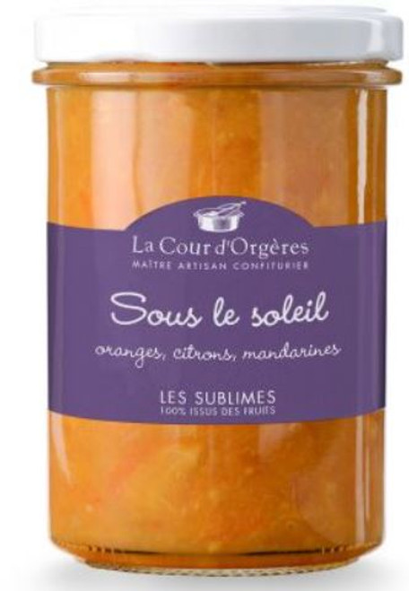 Confiture Cour D'Orgères SOUS LE SOLEIL – ORANGE MANDARINE ET CITRON POT 250 G