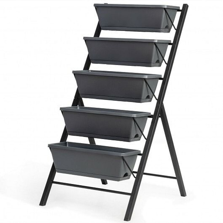 5-Tier Raised Garden Bed with Water Drainage for Flowers Vegetables B593-OP70661