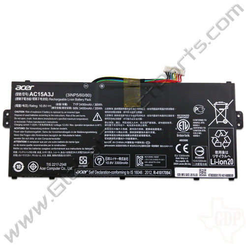 OEM Acer Chromebook 11 CB3-131, CB5-132T, C738T, Spin 11 CP311 Battery [3490mAh] [AC15A3J]