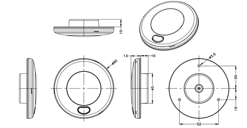 Viklight Star5 interiörlampa rund med två funktioner (Minus-styrd)