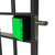 quick-exit gate lock on gate showing the green push pad