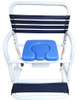 New Era DNE-435 bariatric shower commode with soft seat and optional slide out footrest New Era DNE-435 bariatric shower commode with soft seat and optional slide out footrest