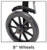 Protekt bariatric wide rollator features 8" black casters