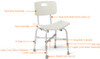 Deluxe bariatric bath shower chair B3250 diagram features